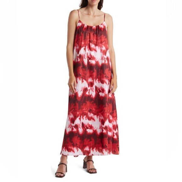 NWT SAM EDELMAN WATERCOLOR TRAPEZE MIDI DRESS - Picture 1 of 3